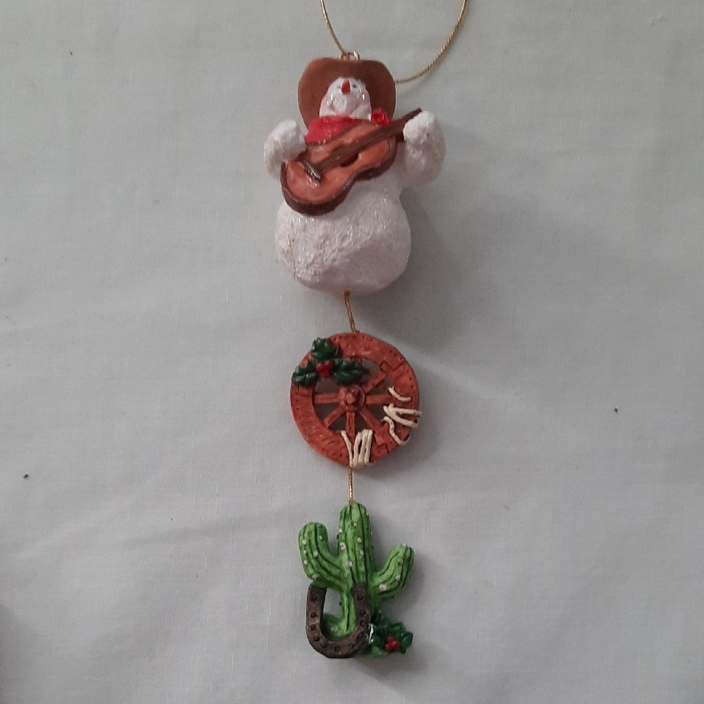 Cowboy Snowman Ornament with Cactus